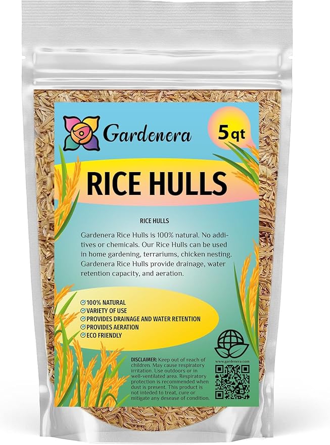 Gardenera Rice Hulls for Potting Applications - Promote Root Development, Water Efficiency, and Disease Resistance - 5 QUARTS