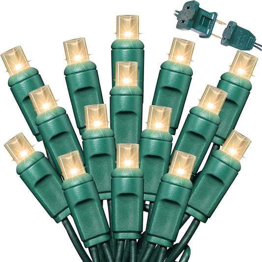 LAMPHOME 50 Count Warm White -30% Twinkle Bulbs and 70% Steady Burn Bulbs String Lights - 21.6FT LED Christmas Lights, Mini led Lights for Outdoor Home Holiday