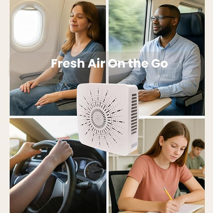 Portable Desktop Air Purifier & Fan Combo with HEPA Filter, Aroma & Ionizer – Compact Yet Powerful 3-Speed Air Cleaner for True Purification in Bedroom, Office, Travel & Gifts (White)