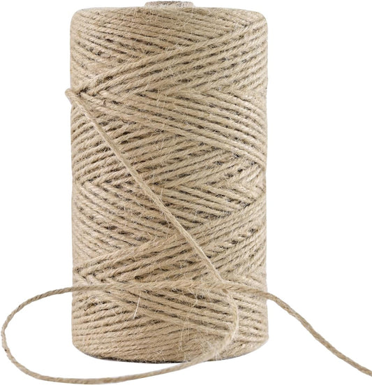 Natural Jute Twine 328 Feet Long String for Crafts Gift Wrapping Christmas Handmade Arts Decoration Packing String Home Decor （3mm * 328feet）