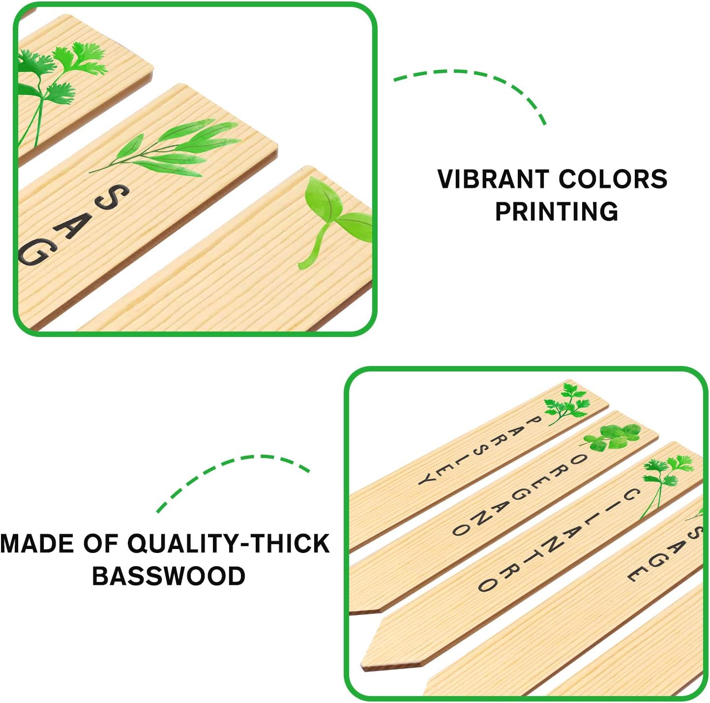 Huray Rayho 12PCS Wooden Indoor Herb Plant Labels Signs - Assorted Indoor Garden Stakes - Re-Usable Plant Tags