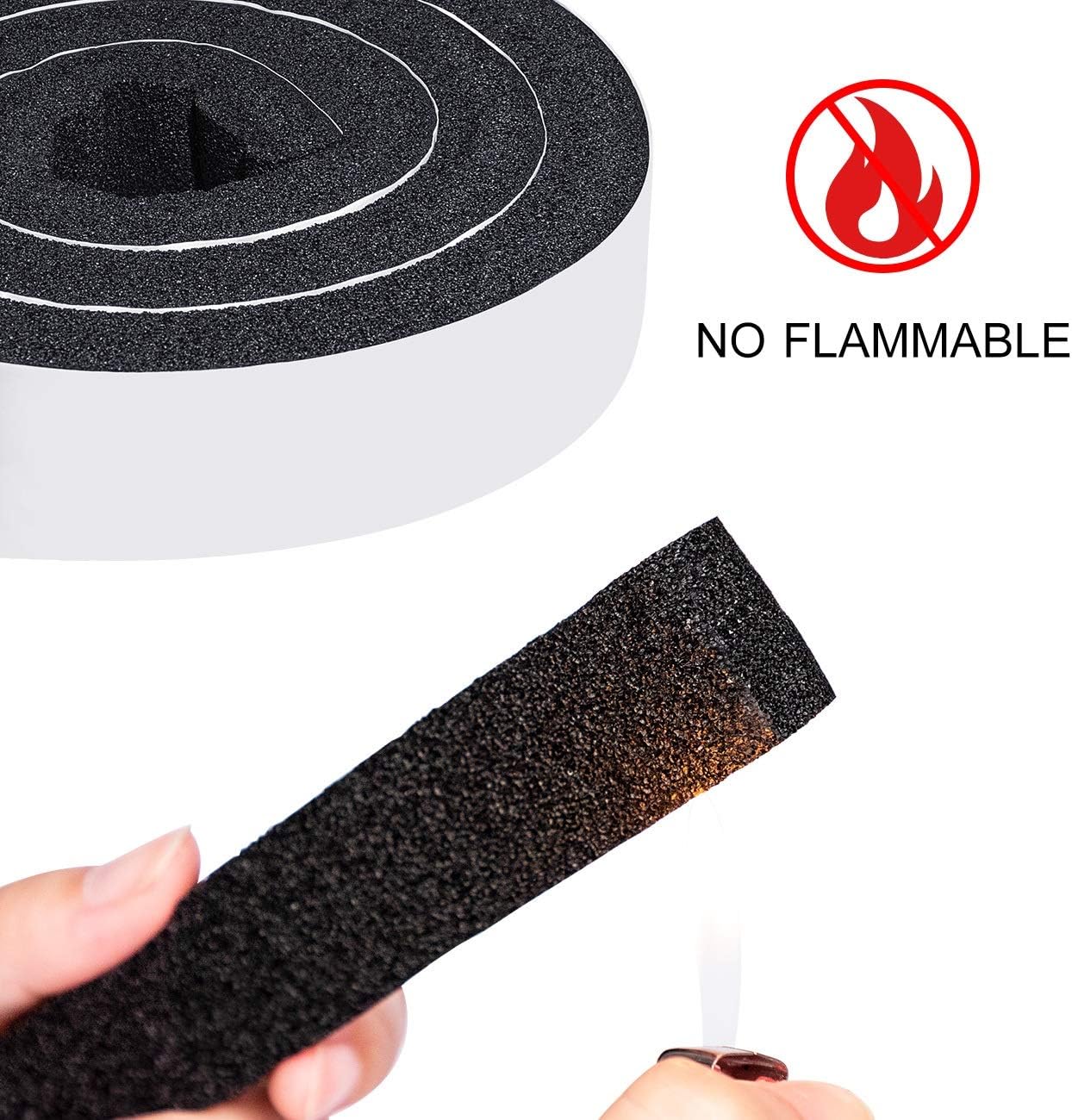 TORRAMI Window Air Conditioner Foam Seal Insulation 2 inch W X 1 inch T,Open Cell Foam Weather Stripping Total 6.5 Feet