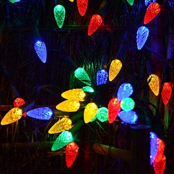 Dazzle Bright C6 Christmas String Lights, 100 LED 33 FT Waterproof Green Wire Fairy Lights, 8 Modes Christmas Lights for Indoor Outdoor Home Yard Xmas Tree Decorations (Multi-Colored)
