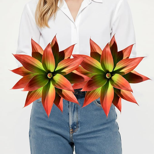 Fake Plants Artificial Agave Plants 13.8" Large UV Resistant Fake Agave Planters for Indoor and Outdoor Decorating Tropical Plant Succulents Greenery Indoor Decor 2Pack(Red)