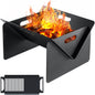 18 inch Fire Pit, Outdoor Portable Firepit with BBQ Tray, Detachable Camping Steel Fire Pits for Backyard, Patio, Picnic, Bonfire, Garden (Black-Small)