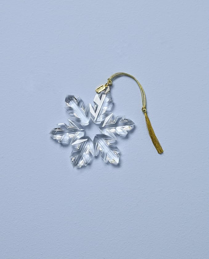 Lenox Ornaments, 2025 Optic Snowflake Ornament, Made of Glass, Gold Cord for Hanging, Snowflake Design for Christmas Tree Decorations, Winter Decoration, Christmas Decor (Silver, 1 Piece)