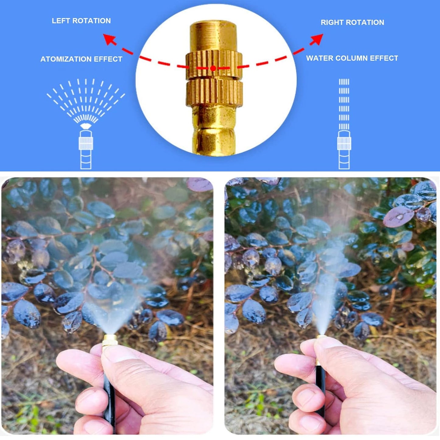 New drip Irrigation kit, Automatic Garden Watering System, Quick Connector and 360-degree Bending Dropper atomizing Copper Nozzle, Garden Plant Lawn Courtyard Watering System. (15 Spray nozzles)