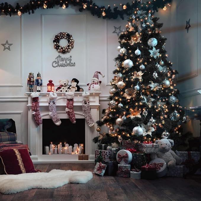 KTKDE 5ft Black Artificial Christmas Tree Halloween Tree Decorations with 560 Tips LED Battery Box Light String Christmas Tree Indoor Holiday Office Party