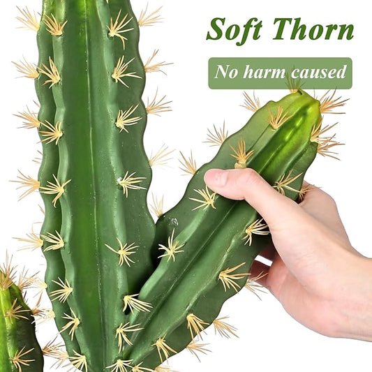 51 Inch Tall Artificial Cactus Plant, Large Realistic Faux Cactus with Planter, 4.3FT UV Resistant Fake Cactus Tree for Outdoor & Indoor Decor