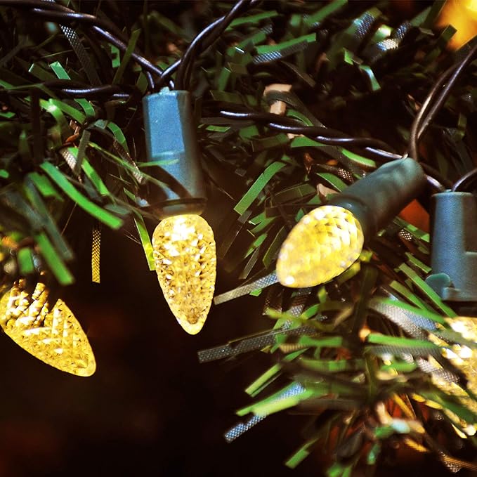 Battery Operated String Lights - 18ft 50 LED C3 String Lights Christmas Lights Battery Powered String Lights for Indoor Outdoor Christmas Tree Wreath Party Decoration, Waterproof, Warm White