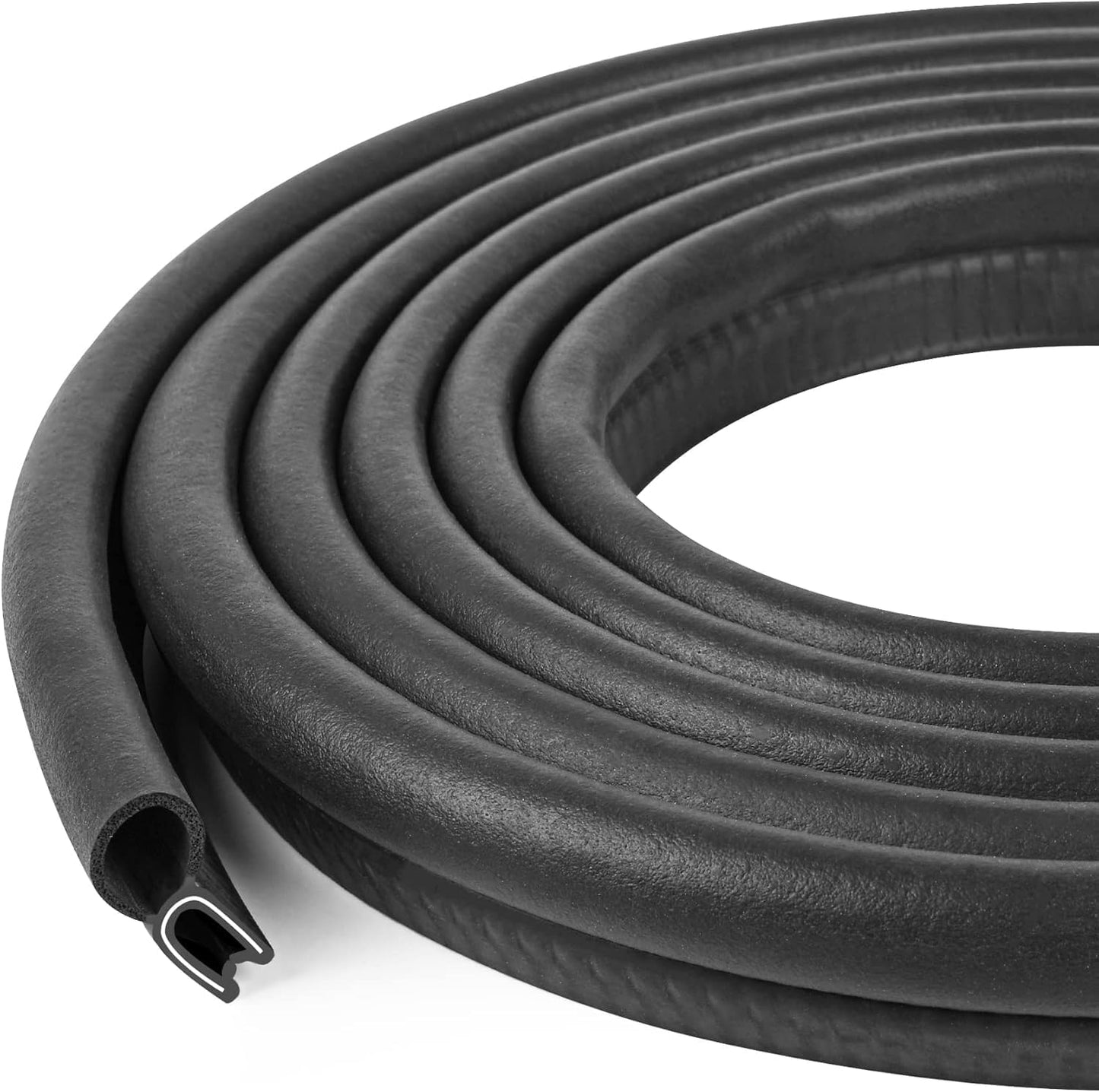Automotive Door Weather Stripping 10Ft Car Door Rubber Edge Trim Seal Strip Gasket with Top Bulb Easy to Install for Car Bus Camper Boat RV Truck Doors and Home Applications