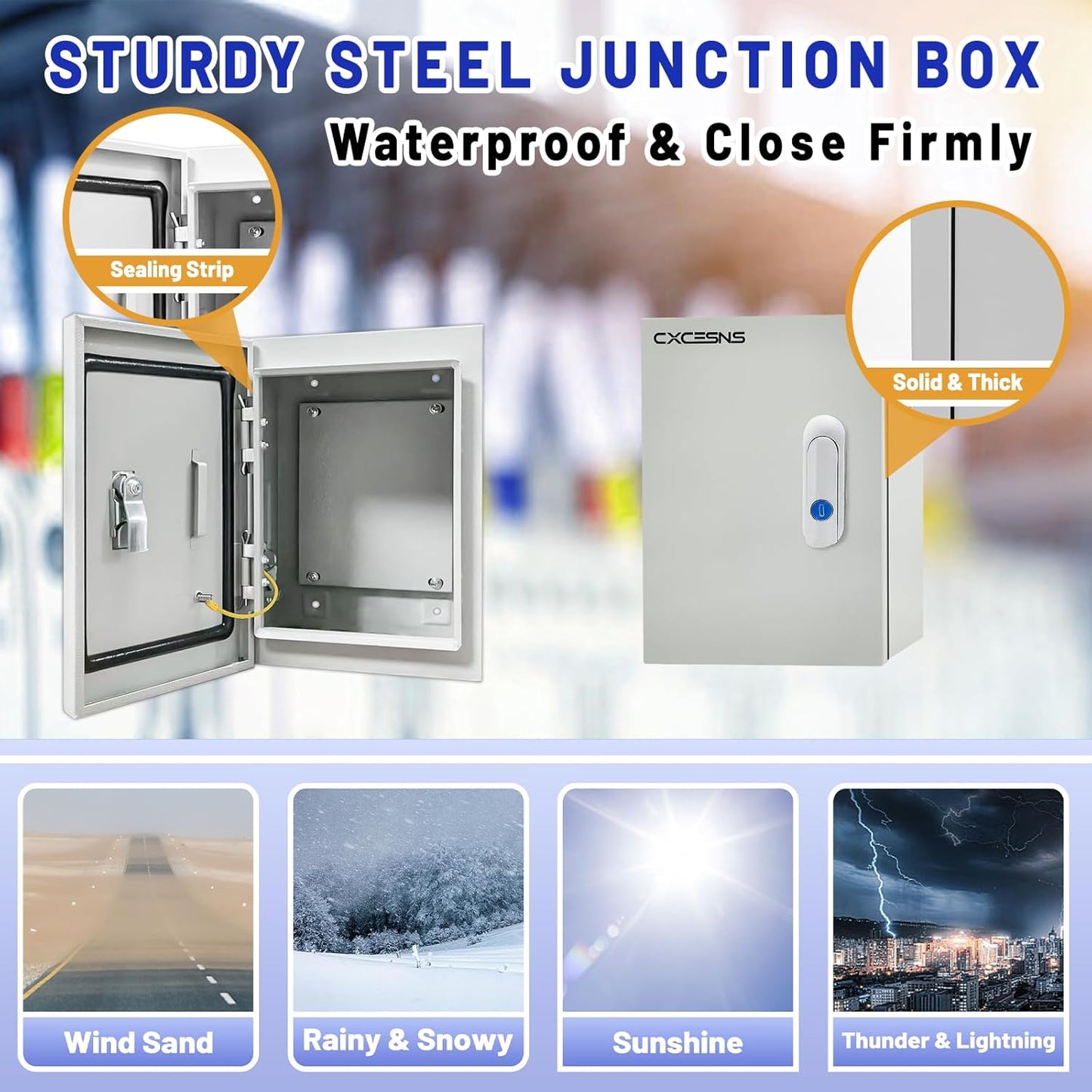 Outdoor Electrical Box 12 x 8 x 6''D NEMA 4X Enclosure Steel Box, Waterproof & Dustproof Outdoor/Indoor Lockable Electrical Junction Box, with Mounting Plate