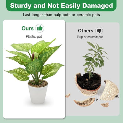 11.8 Inch 3 Pcs Small Fake Plants Artificial Potted Plant Indoor Faux Tropical Plant for Home Office Table Shelf Desktop Décor