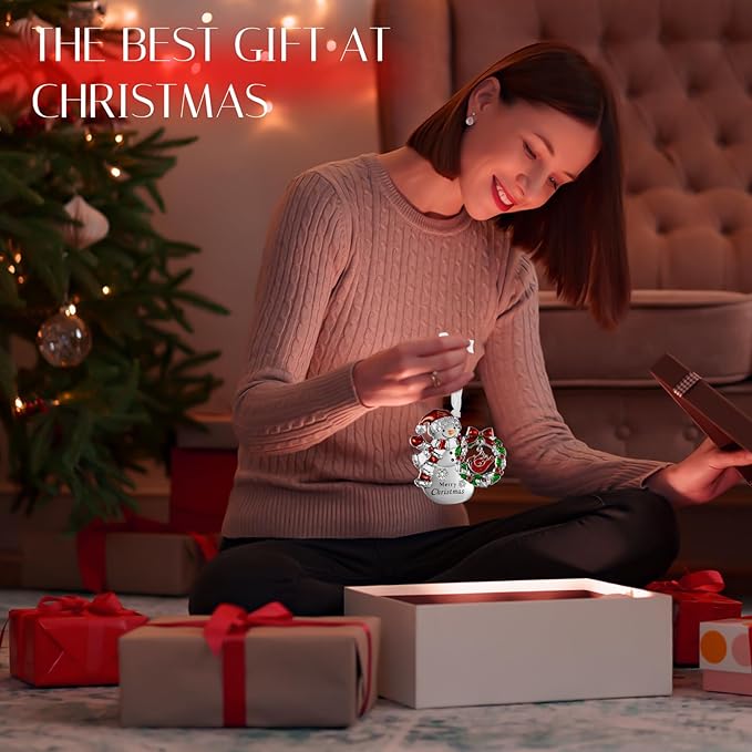 LIFE&FOOT Christmas Tree Ornaments 2025 Hanging Charm Decorative Pendant of Car Charm Holiday Keepsake Gift Home Decor (Snowman (Silver))