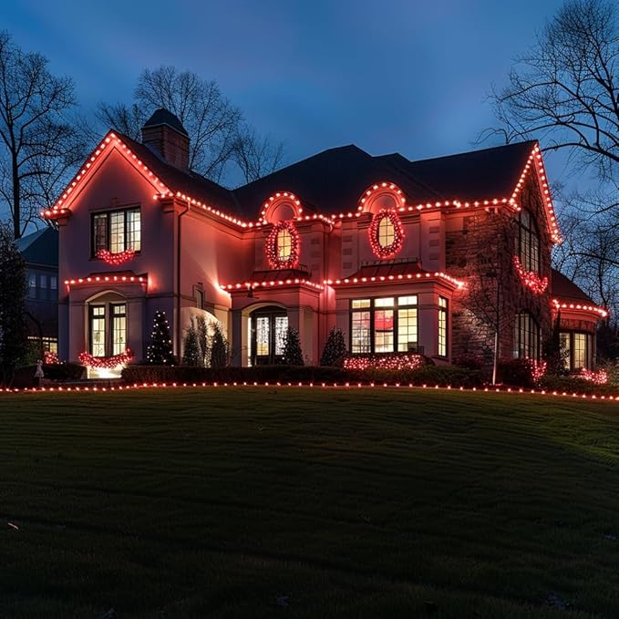 TW SHINE C6 Christmas String Lights, 200 LED 66 FT Christmas Lights Outdoor with 8 Modes Timer, Waterproof Connectable for Indoor Yard Xmas Tree House Christmas Decorations (Red)