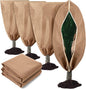 4 Pcs Plant Covers Freeze Protection 2 Size 47" x 32" and 71" x 47" Reusable Plant Protector with Zipper and Drawstring, Winter Bush Covers Freeze Protection from Cold Sun Frost Wind(Brown)