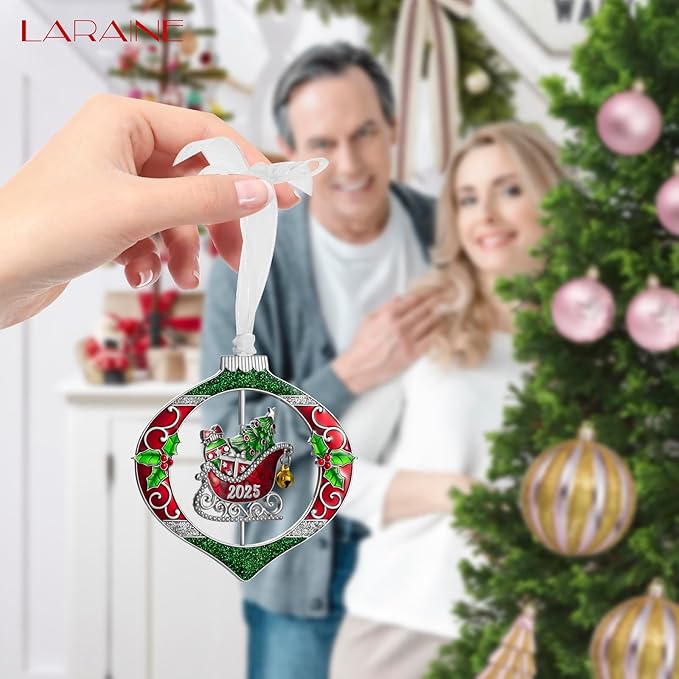 Laraine Christmas Tree Ornaments – 2025 Decorative Rotation Hanging Pendant of Car Charm Holiday Keepsake Gift Home Decor (Sleigh (2025))