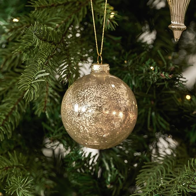 DN DECONATION Christmas Decorations Gold Mercury Glass Ball Ornaments Set of 12, 3.14” Matte Christmas Balls for Xmas Tree Decorations, Holiday Party Decor, Wedding Anniversary Ornament Gift
