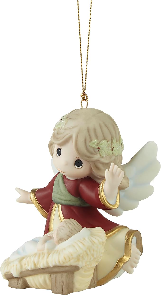 Precious Moments Away in A Manger Angel Porcelain Ornament – Nativity Christmas Keepsake – 231037