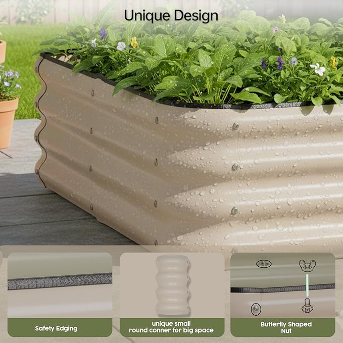 porayhut Pop up Tunnel Greenhouse Cover Plant Tent with 8x4FT Riased Garden Bed Set,Raised Planter Box