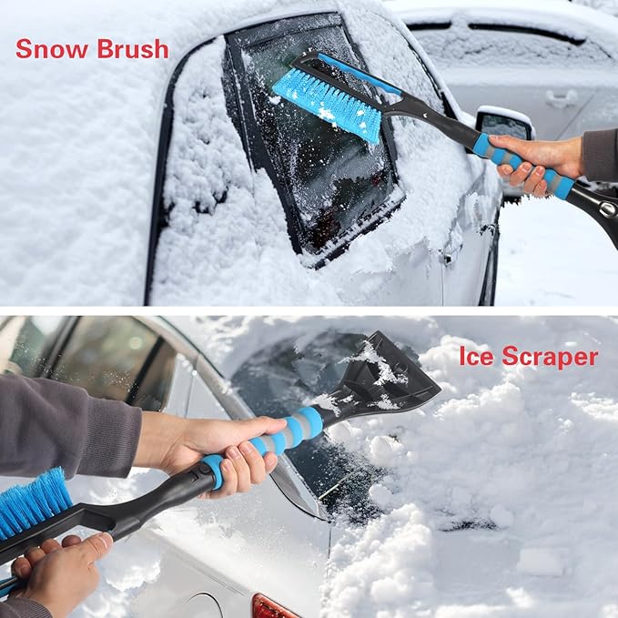 Snow Brush and Ice Scraper for Car Windshield,26.4" Window Scraper Deicer for Car SUV and Truck,Ice Scrapers and Brushes 2 in 1,Winter Car Automotive Exterior Accessories(2Pack Blue)