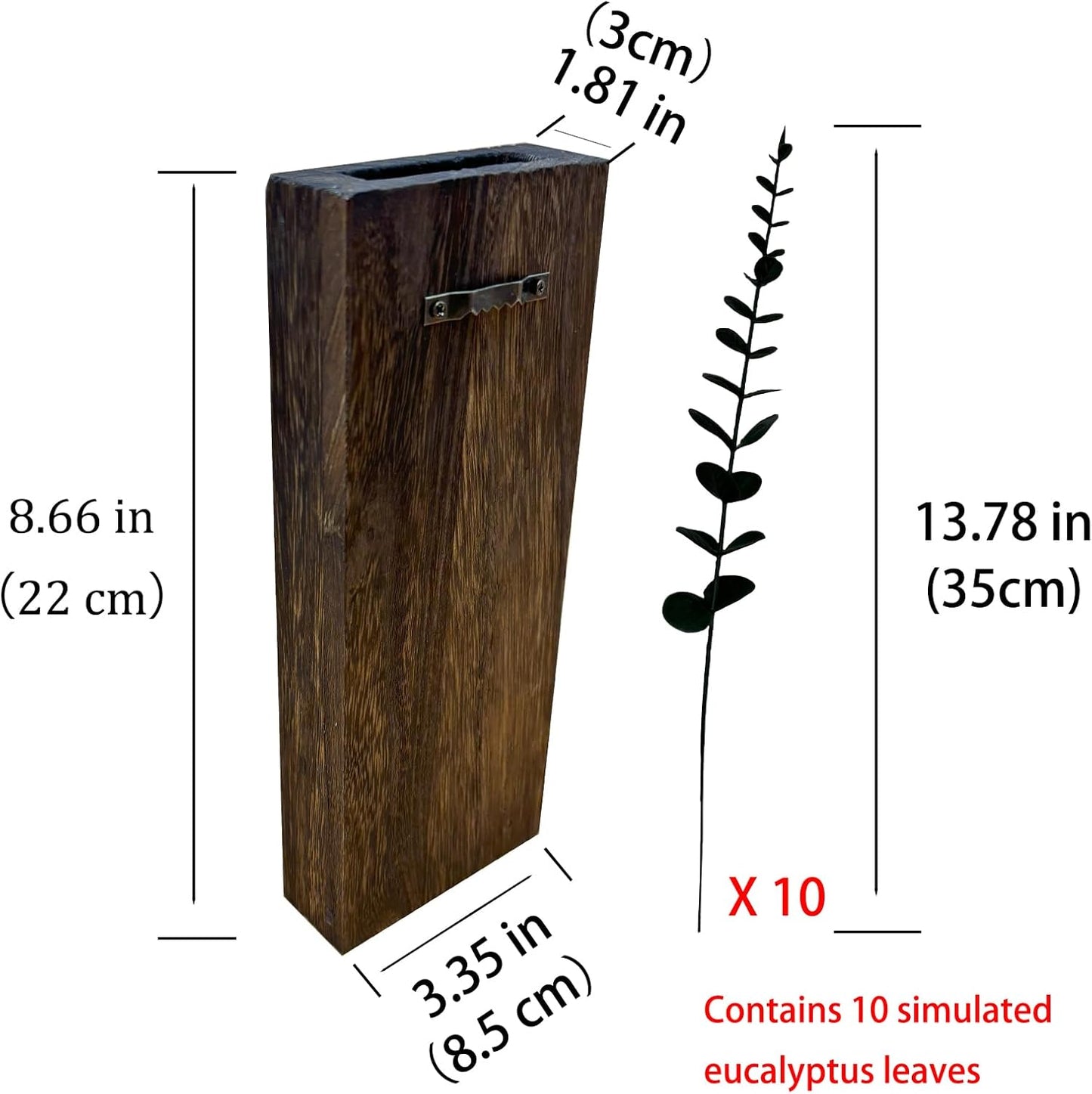 2 Pieces Wooden Wall Hanging Plant Pots Vase Contains Artificial Green Plants for Indoor Fake Plants Greenery Flowers, Modern Planters for Bathroom, Living Room, Kitchen Decor, (Brown)