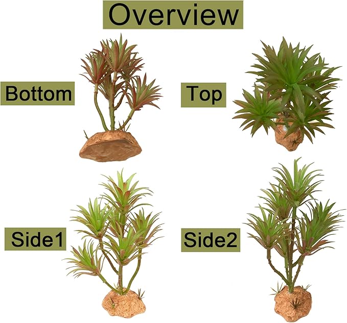Woyrise Reptile Artificial Plants Terrarium Decor, Fake Desert Plants Bearded Dragon Tank Decorations Accessories fit Crested Gecko Leopard Lizard Chameleon Ball Python Snake Frog - Tillandsia