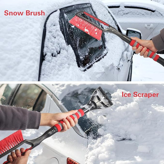 Snow Brush and Ice Scraper for Car Windshield,26.4" Window Scraper Deicer for Car SUV and Truck,Ice Scrapers and Brushes 2 in 1,Winter Car Automotive Exterior Accessories(1Pack Red)