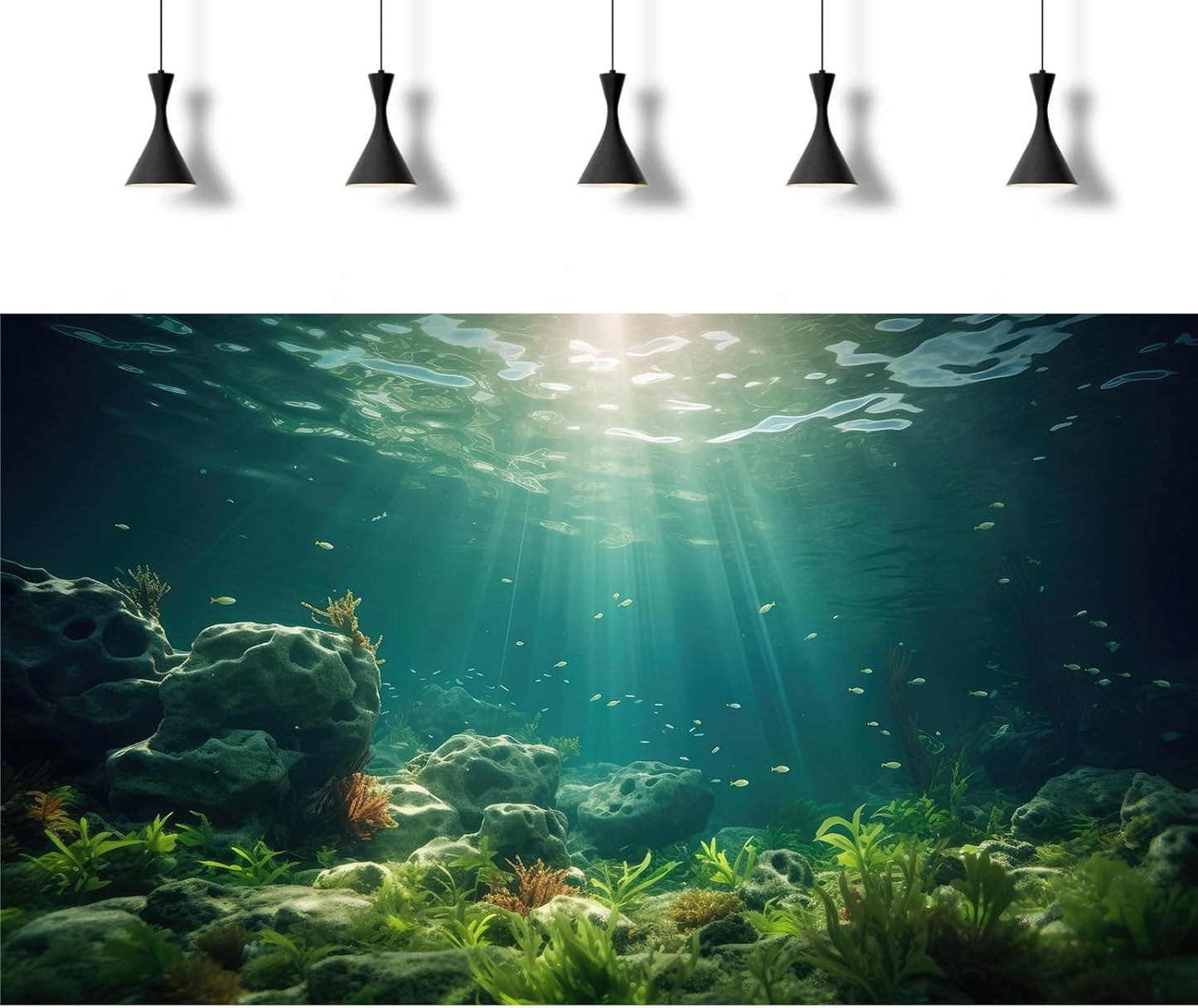 Under The Sea Aquarium Background Deep Sea Aquatic Plants Fish Tank Background Underwater Rock Sunray Terrarium Backgrounds Tropical Fish Deep Ocean Floor Fish Tank Backgrounds 30x18in