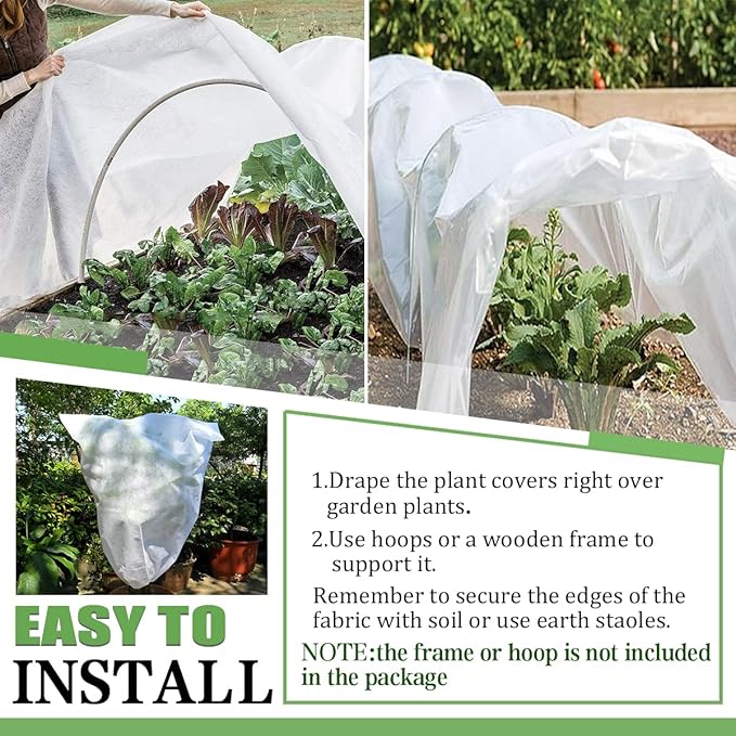 Plant Covers Freeze Protection, 5FT x 60FT 0.9oz Reusable Floating Row Cover Plant Blankets Frost Cloth for Clod Winter Frost Sun Pest Protection
