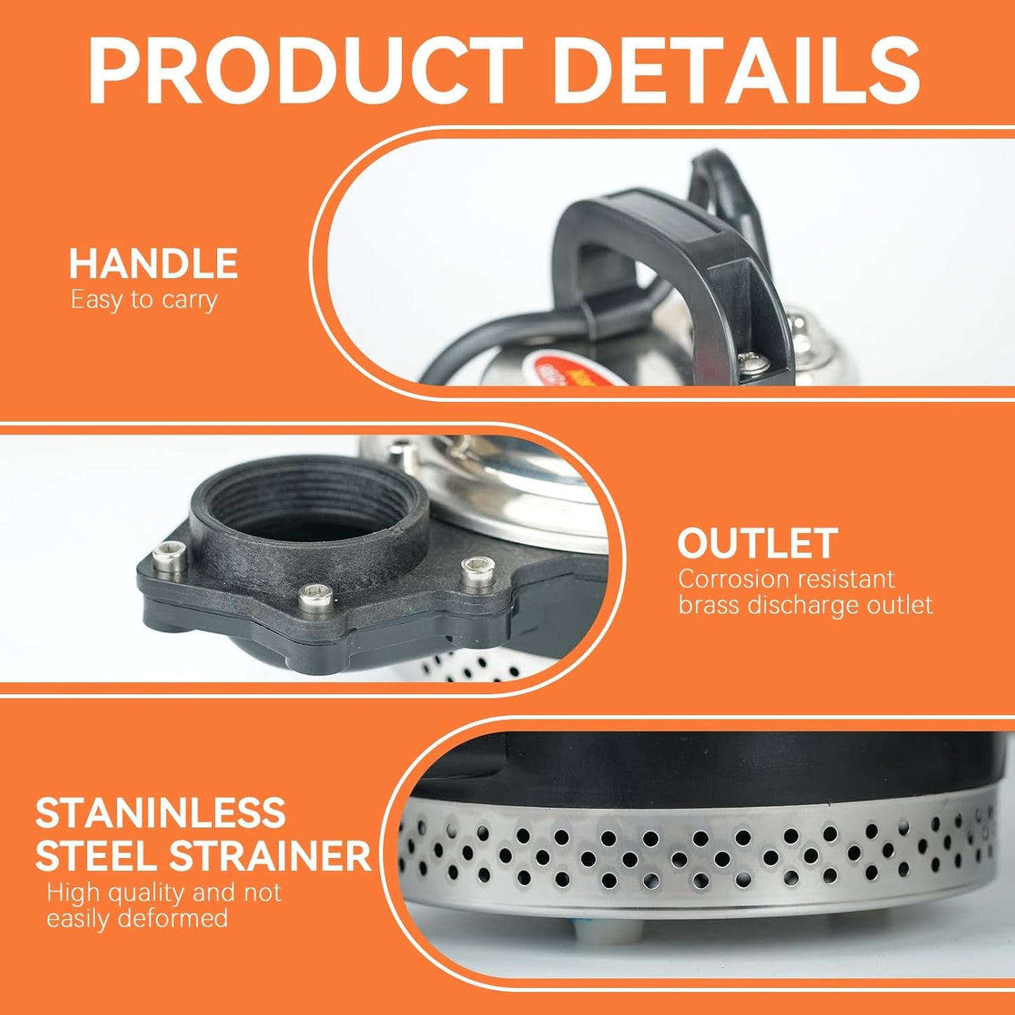 BACOENG DC 24V Solar Water Pump, Submersible Well Pump 23FT, 24GPM Lift for Farm & Ranch