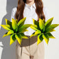 Artificial Agave Plants,Large UV Resistant Fake Agave Planters 12" for Indoor and Outdoor Decorating Tropical Plant Succulents Greenery Indoor Decor (2Pack) Yellow