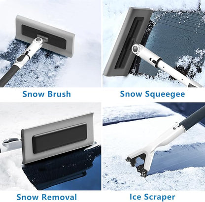 47.3" Ice Scrapers for Car Windshield, EVA Foam Snow Brush for Car, Heavy Duty Snow Broom & Squeegee with 180° Pivoting Head, Scratch-Free Extendable Snow Pusher for Car, SUV, Truck
