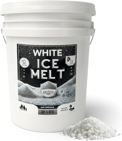 Peach Country White Ice Melt Pet Friendlier Eco-Friendly De-Icer, Fast-Acting Granules for Driveways, Walkways & Entryways, 20 lb Pail
