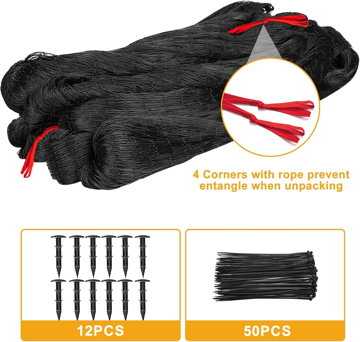 Nylon Bird Netting 50'x50' with 2.4" Square Mesh Hawk Net for Chicken Run, Poultry Netting Aviary Nets Garden Bird Net for Chicken Coop Nettings Roof Hawk Proof