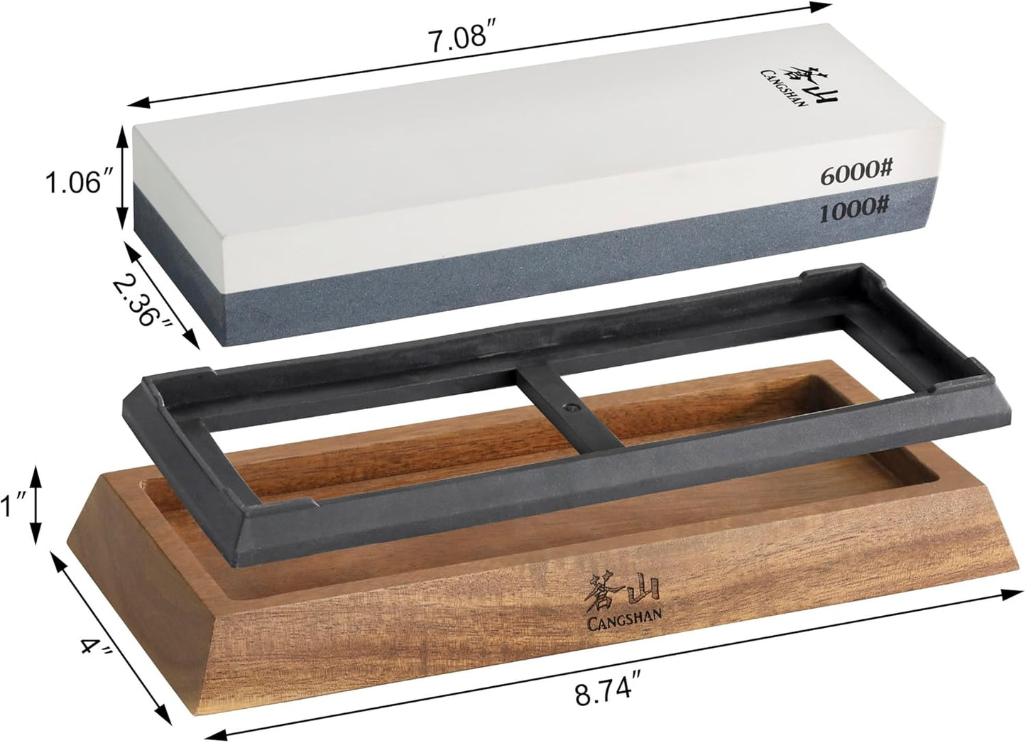 Cangshan 503800 Dual-Sided Whetstone Knife Sharpener 1000/6000 Grit