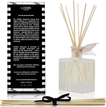 LOVSPA Reed Diffuser Set, Vanilla & Patchouli Scented Oil Diffuser with Sticks, Home Fragrance Accessories for Bathroom Shelf Decor, Aroma Diffusers for Home or Office Fall Decor, USA Made