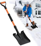Snow Shovel, Heavy Duty 42'' Square Spade with Ergonomic D-Grip Handle, Extra-Wide Step & Fiberglass Shaft – Compact Winter Tool for Snow Removal, Car Emergency, Driveway & Sidewalk (Bright Orange)