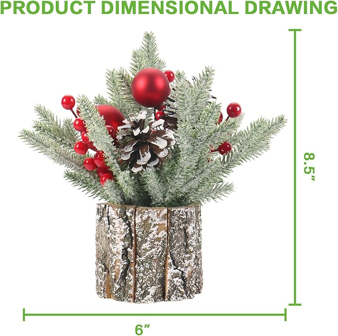 Super Holiday Small Winter Christmas Tree, Artificial Mini Tabletop Christmas Tree Decorations with Christmas Ball Ornaments, for Home Party Thankgivings Christmas Decor, Indoor.