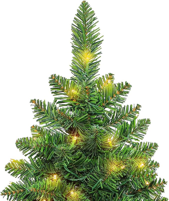 Small Christmas Tree with Lights,2ft Pre Lit Artificial Mini Xmas Tree for Tabletop,Outdoor,Bedroom,Office Decorations,Includes 50 Led Warm Lights,73 PVC Branch Tips,Green（Battery Operated）