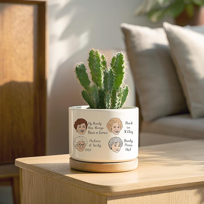 Golden Girls Planter, Golden Girls Merchandise, Friend Gifts for Women, Funny Succulent Planter, Flower Cactus Plant Pot, Friendship Gifts for Friends Bestie Sister Birthday (Plant Not Included)