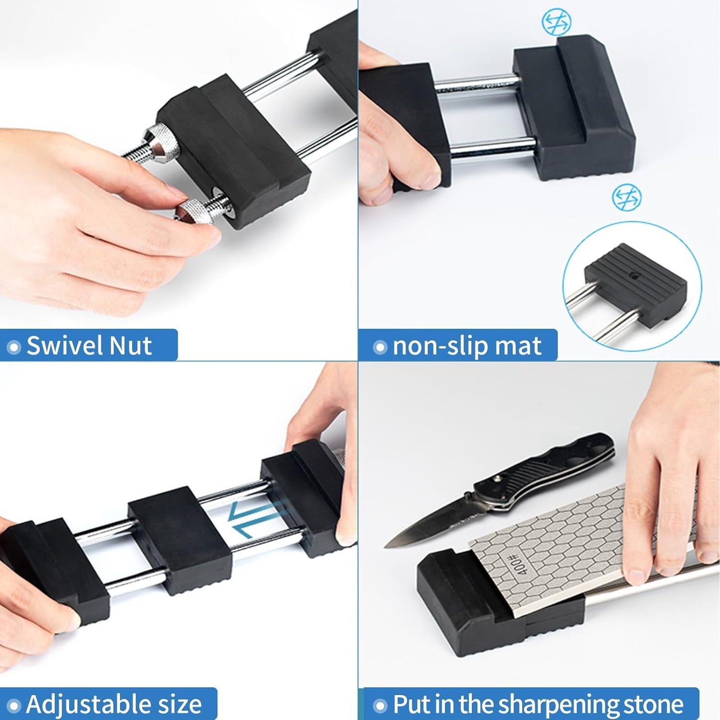 DMD Adjustable Whetstone Holder | Stainless Steel Sharpening Stone Base with Non-Slip Rubber | Secure Knife Sharpening for Kitchen, Workshop & Outdoor Use