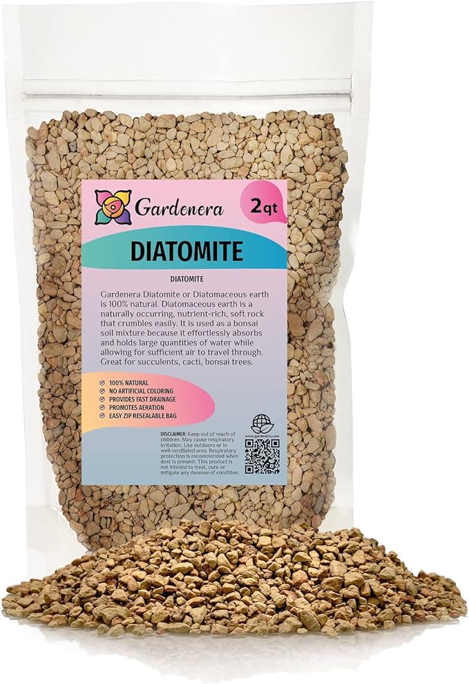 GARDENERA Diatomaceous Earth (Diatomite) Soil Additive | Aids Drainage | Creates Soil Structure for Roots - (2 Quart Bag)