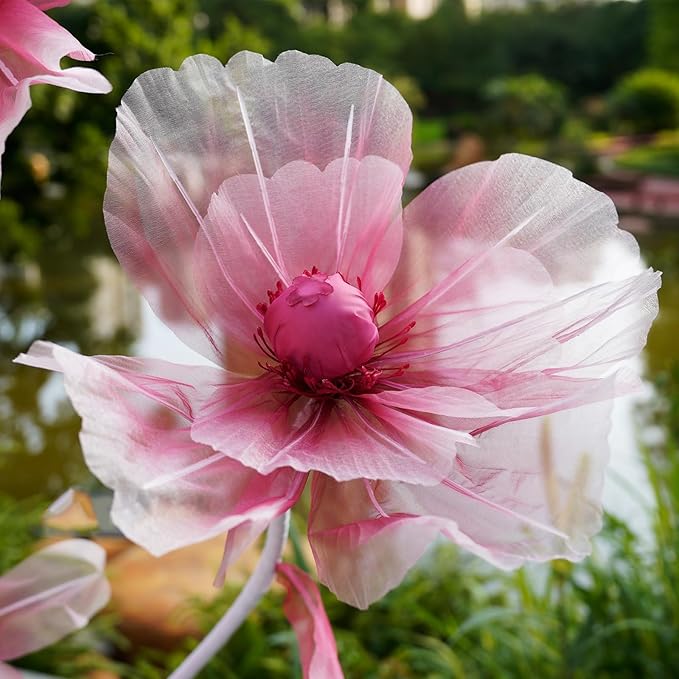 Giant Flowers for Decoration,66.9" Tall Floor Standing Life Size Silk Flower Decor - 3 Large Artificial Flowers with Stand for Wedding Reception, Party Banquet Background, Home Decor