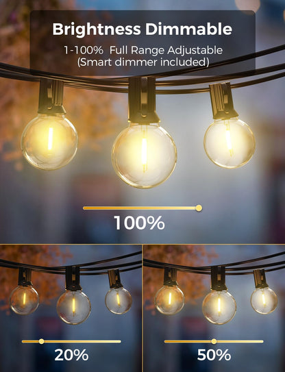 XMCOSY+ Smart Outdoor String Lights, 150Ft G40 Globe Patio Lights with 75 LED Bulbs, WiFi & APP Control, Work with Alexa, Extendable Waterproof Dimmable LED String Lights for Outside, Porch, Cafe