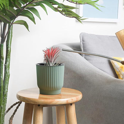 T4U 4 Inch Plant Pots Self Watering, 6 Pack African Violet Pots, Small Plant Pots for Plants, Small Indoor Plant Pot, Self Watering Planter for African Violet, Succulents (6 Pack 4" Pots, Green)