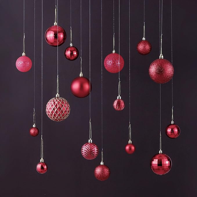 LANGXUN 36pcs Red Christmas Tree Decorations Balls, Bolas De Navidad, 2025 Christmas Decor, Indoor Outdoor Shatterproof Christmas Ornaments, Xmars Party Wedding Suppiles