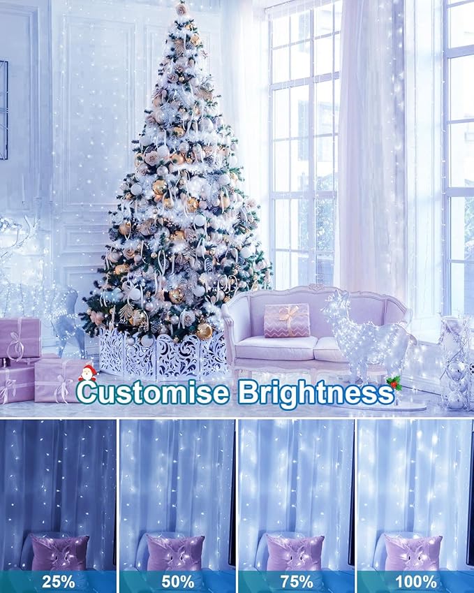 Total 710FT 1800 LED Christmas Lights, 2 Packs 900 LED Outdoor String Waterproof, Timer & Memory, 8 Modes Dimmable Plug in Fairy for Outside Tree Holiday Party Wedding Decor, Cool White