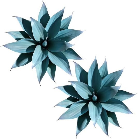 Artificial Agave Faux Agave 14.2In Fake Greenery Outdoor Artificial Plant Fake Plant for Indoor Home Decoration Plastic Plant Outdoor Decoration Front Porch Decor Simulation Plants Blue，2Pack