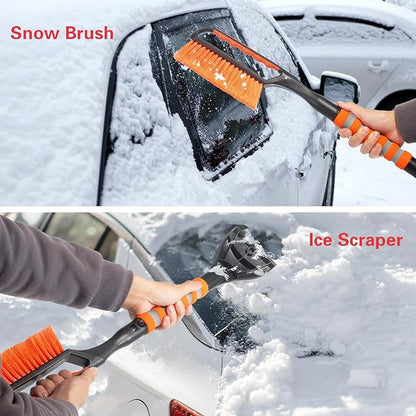 Snow Brush and Ice Scraper for Car Windshield,26.4" Window Scraper Deicer for Car SUV and Truck,Ice Scrapers and Brushes 2 in 1,Winter Car Automotive Exterior Accessories(1Pack Orange)